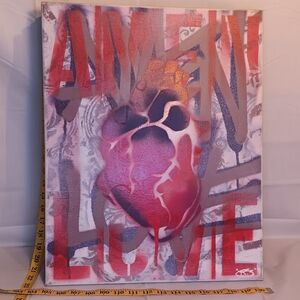 Abstract Heart Canvas Art in Red and Purple
